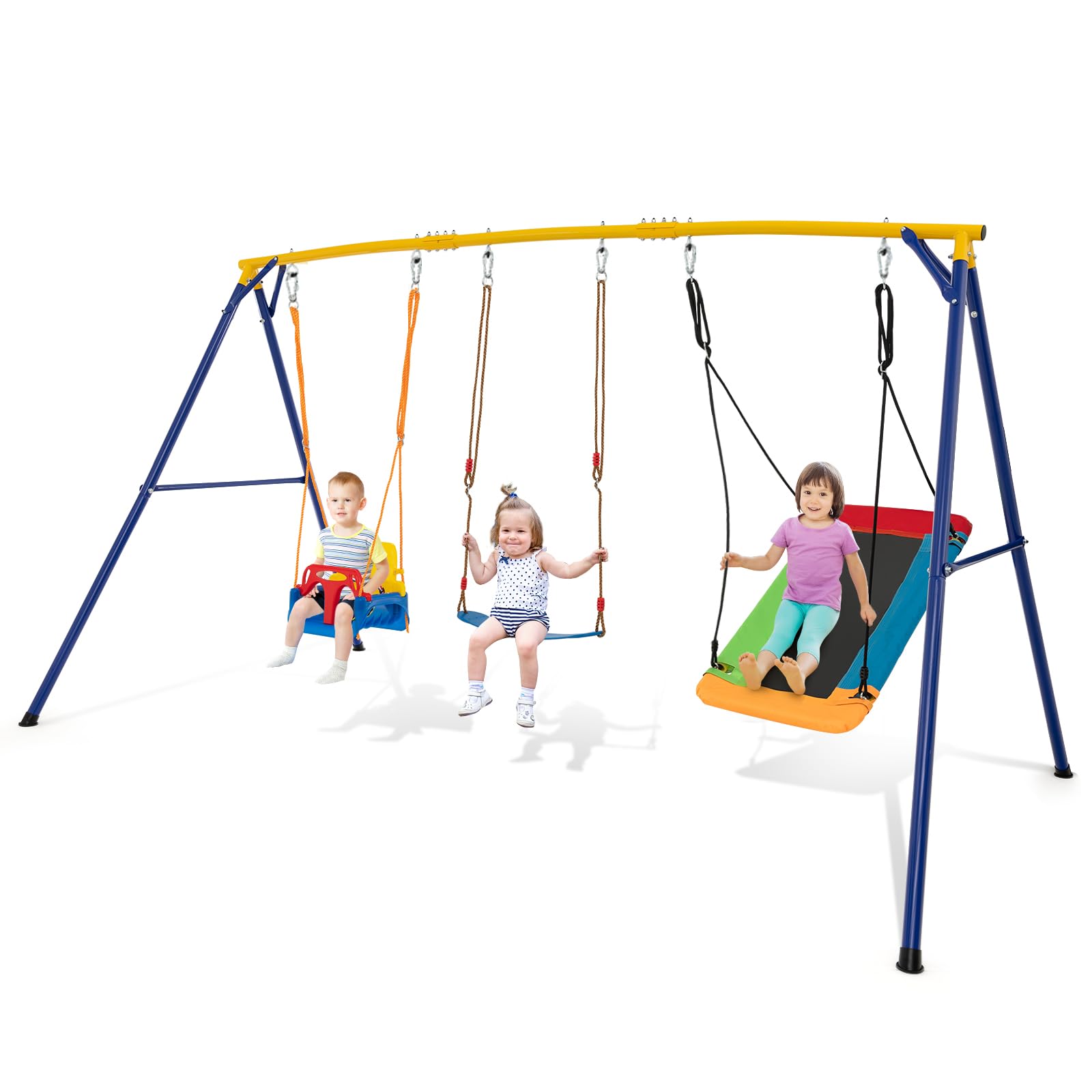Amazon.com: HONEY JOY 660 lbs Swing Sets for Backyard, 3 Seat